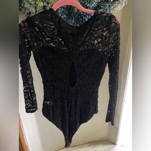 Medium black lace bodysuit